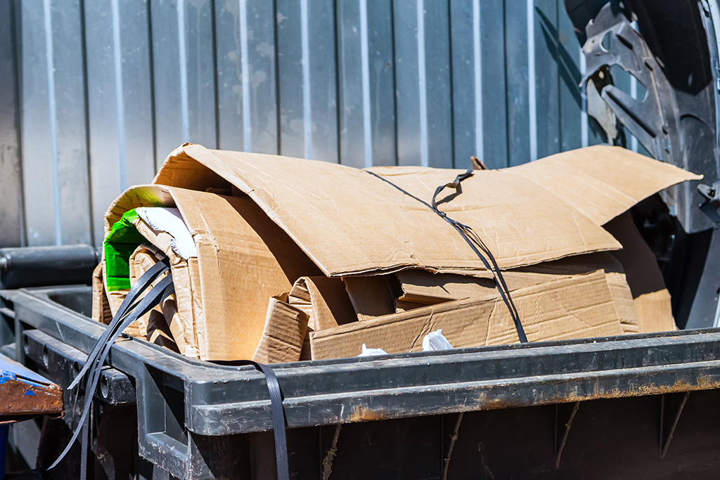 Cardboard in a dumpster