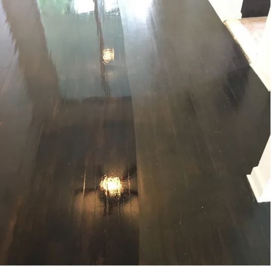 Half of floor waxed